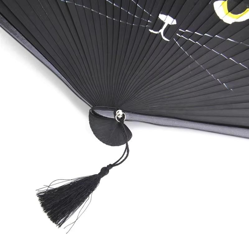 Wooden Bamboo Folding Fan Exquisite Cartoon Cat Pattern Summer Hand Fan for Home Patio Decor Graduation Souvenir Gift