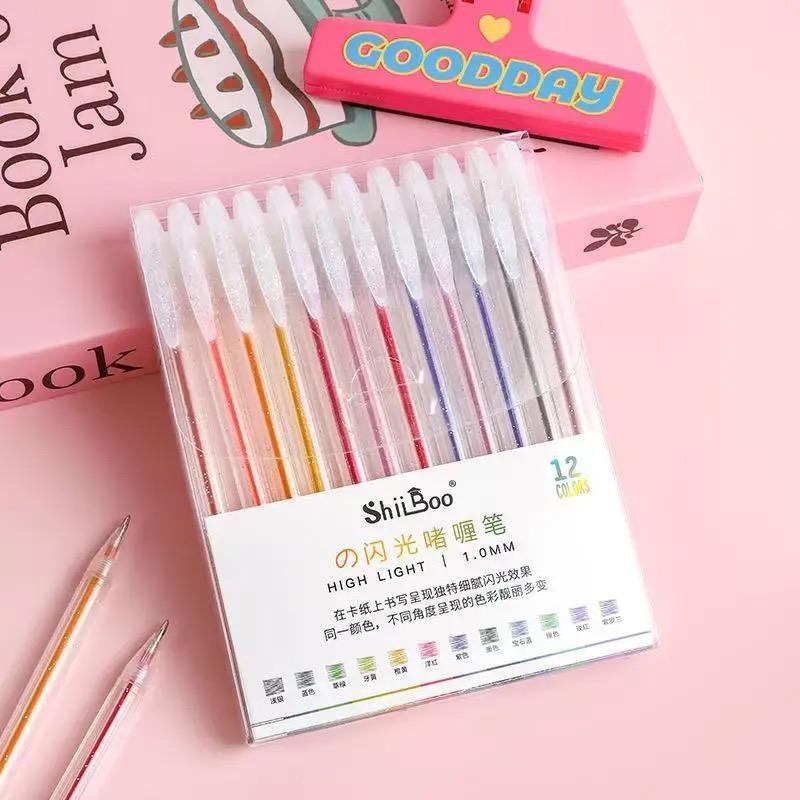 60PCS Glitter Gel Pens Set, Water-Resistant Plastic Rollerball Pens - Ideal for Cardstock, Journals, Drawing, Marking, Coloring