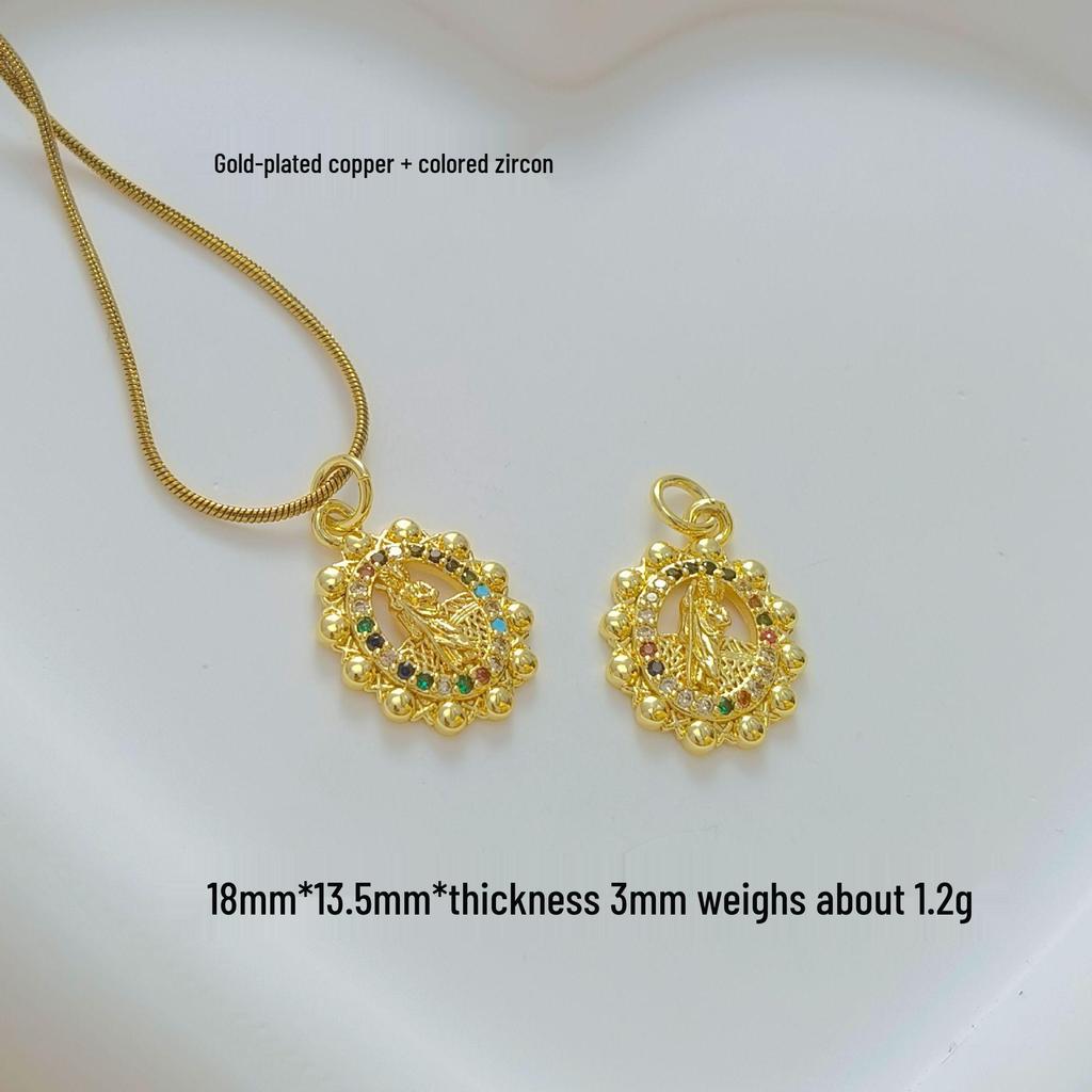 Hot New Gold-Plated Virgin Mary Pendant Necklace - Temperamental Sparkling Handmade Accessory