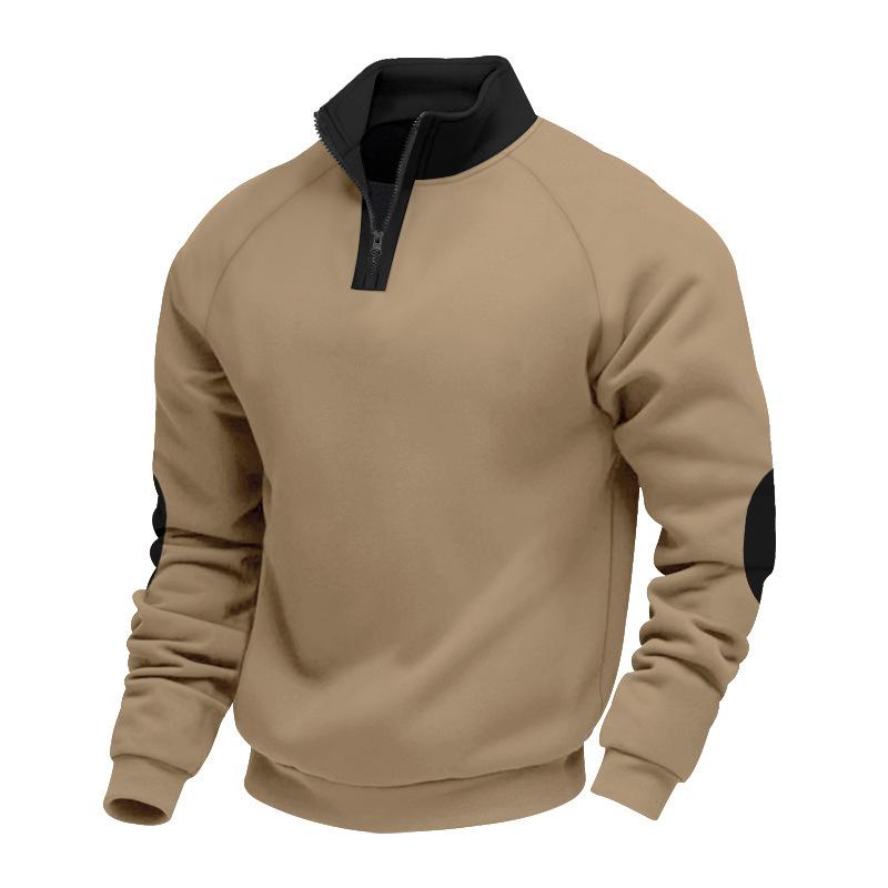 Autumn Winter Men's Hoodies Men Fashion Casual Long Sleeve Half Zippers Stand Collar Patchwork Sweatshirts Male Loose Streetwear