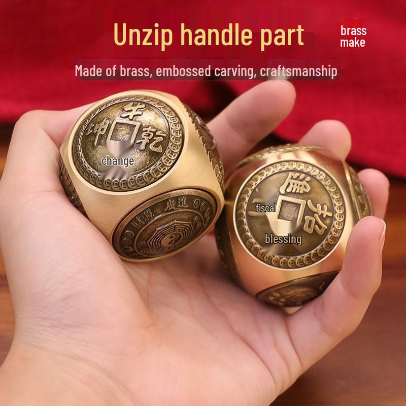Messing Rotierender Sechsseitiger Handheld Dekompressions Fitness Ball - Fingerspitzen Gyroskop Ornament Geschenk