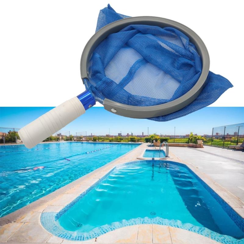Convenient Pool Leaf Net Catcher with Blue Mesh Aluminum Handle Skimmer Swimming Pool Cleaning Tool Accessories