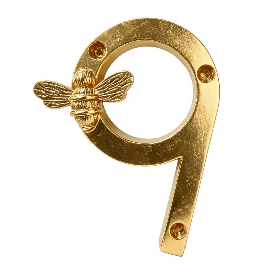 Bee House Number for Outside, Weather-proof Alloy Floating Address Numbers, Metal Number Sign for Door, Mailbox, Wall, Yard