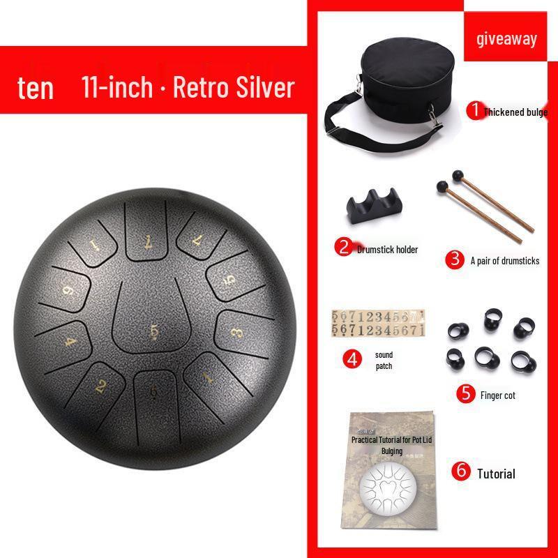6-inch 11-tone Ethereal Steel Tongue Drum - Beginner to Professional Instrument for Kids & Adults