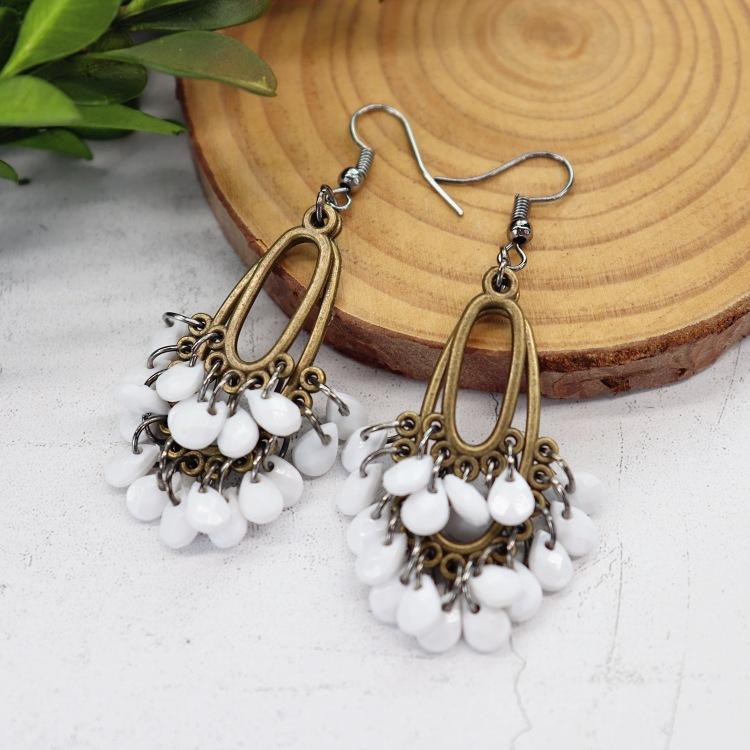 Handmade Retro Exquisite Water Drop Fringed Earrings Women's Long Versatile Temperament Earrings Smart Personality Show Face Thin Earrings