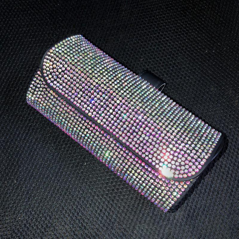 Diamond Car Glasses Case Multifunctional Sunglasses Storage Box Full of Diamonds Female Car Glasses Case Storage Bag
