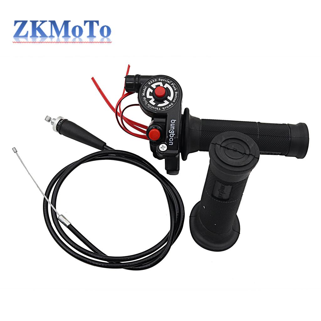1 Pair 22mm 7/8'' Motorcycle Twist Throttle Grip With Cable Handlebar Accelerator With Engine On/Off Button For Honda Yamaha