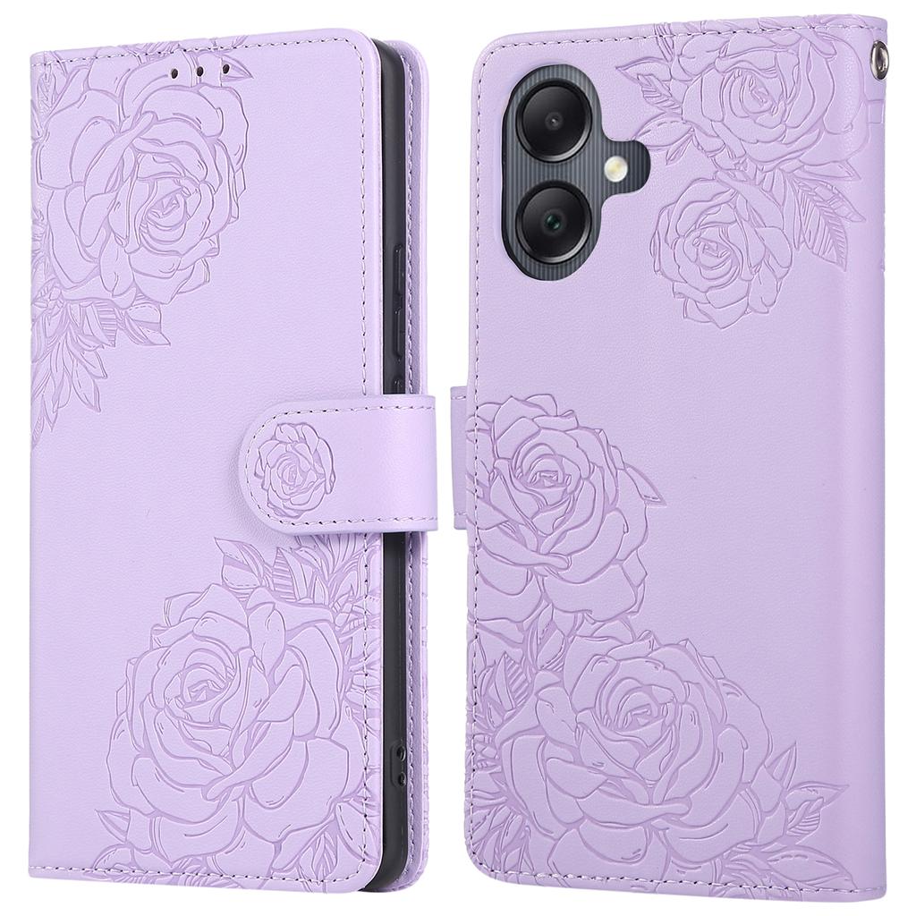 For Samsung Galaxy A05 4G Case Rose Flower PU Leather Wallet Phone Cover with 3 Card Slots