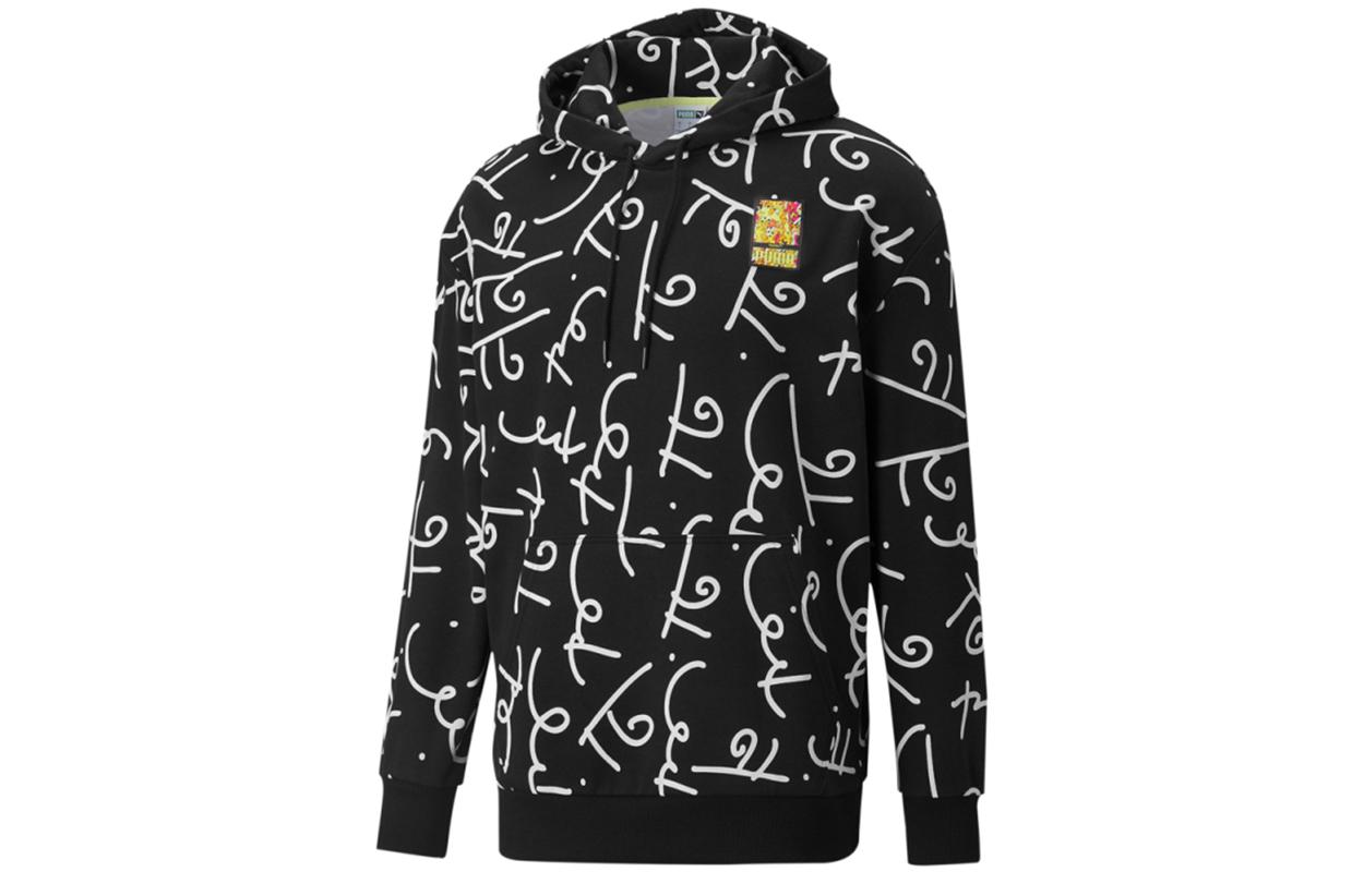 PUMA AOP Sweatshirts Men s Black Hooded Moderate Regular 532228-61 XS
