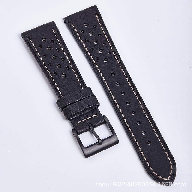 Primo Strato di Cinturino in Pelle Retro con Perle Oleate in Pelle di Vitello per 18mm / 22mm Poroso e Traspirante