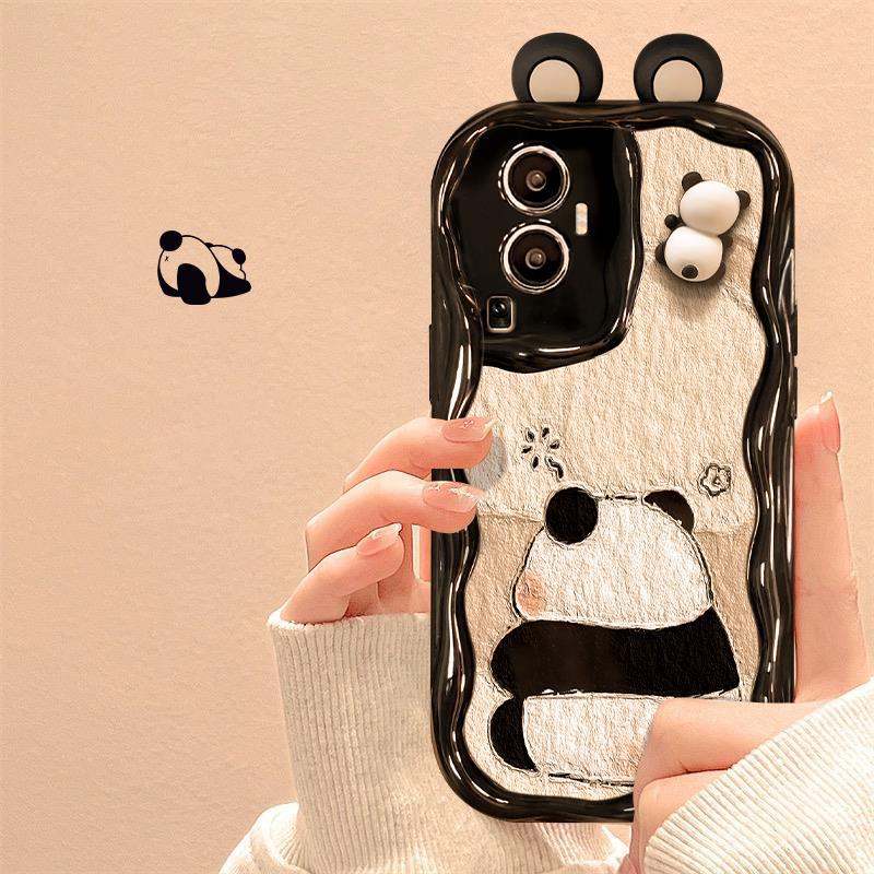 

Подходит для чехла для мобильного телефона Opporeno11/10/9pro A93s Милая трехмерная кукла панда Мультяшный силиконовый противоударный OPPO Find X6