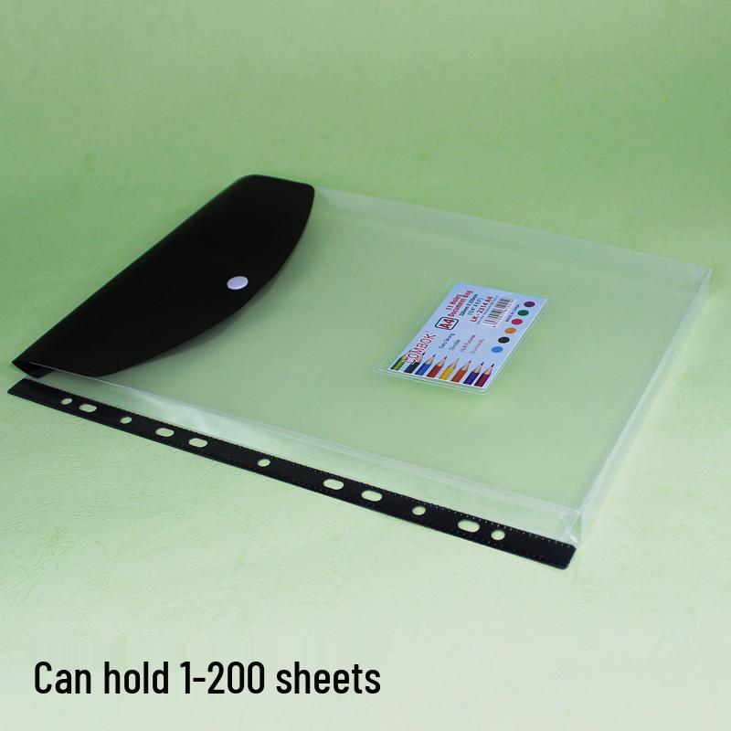 PP Creative A4 Transparent 11-Hole Loose-Leaf File Bag with Button and Label