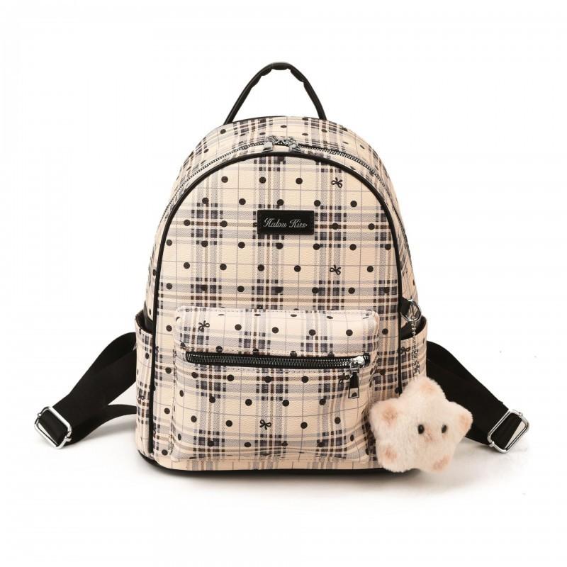 

Japanese Wave Dot Cute Girl Backpack Junior High School Students Schoolbag Large-capacity Light Casual No pendant чёрный