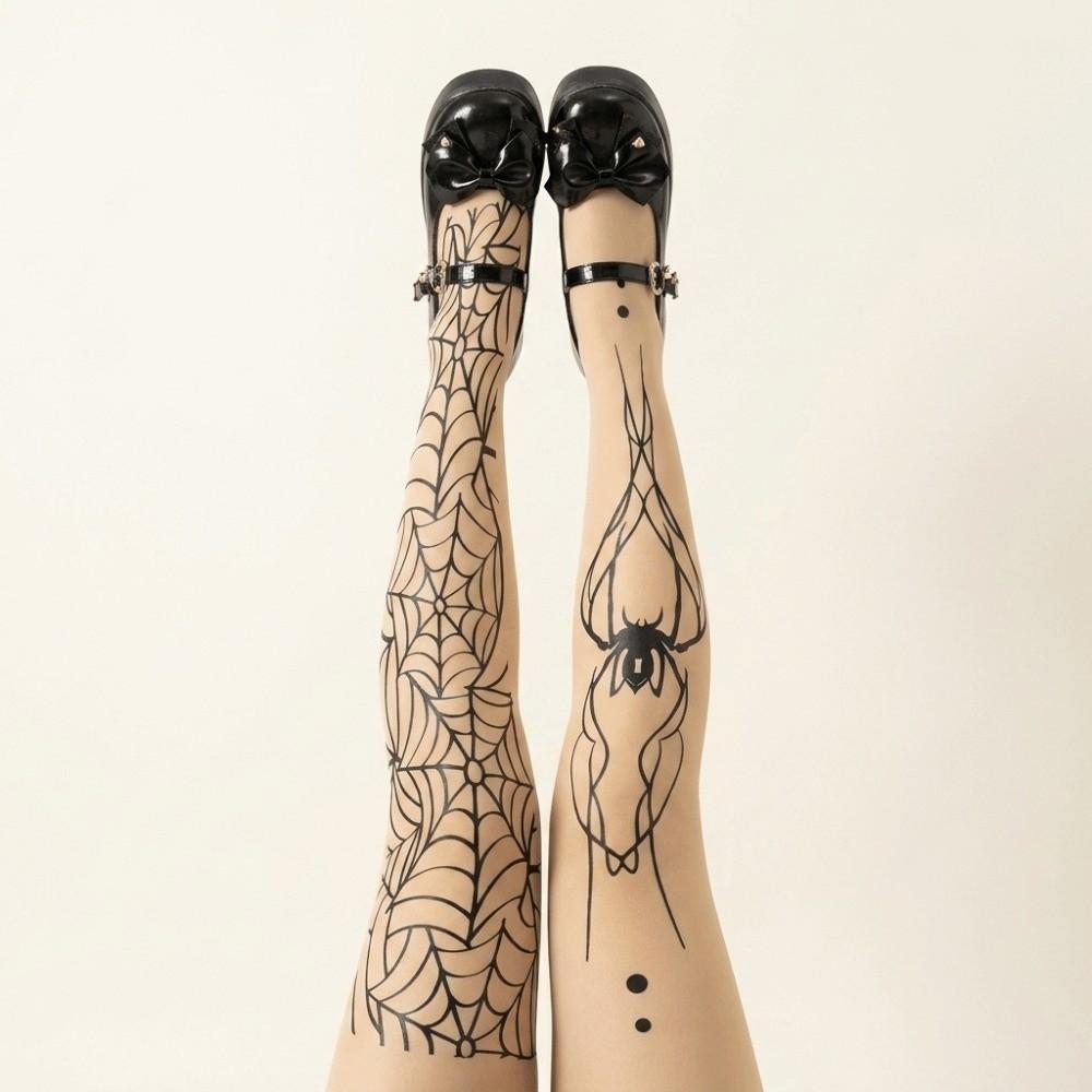 Spider Web Halloween Pantyhose Elasticity Stockings Bat Pattern Tights Alternative Fashion