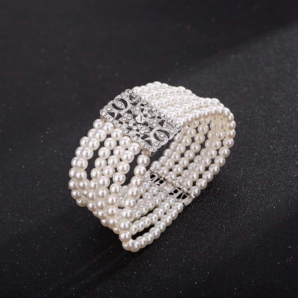 Hollow Square Pearl Bracelet Faux Pearl Pearl Hollow Bracelet Wedding Accessories