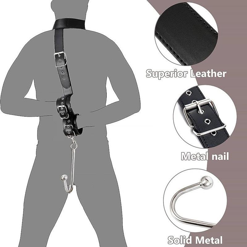BDSM Bondage Kit for Couples with Wrist Cuffs Neck Collar Anal Hook Restraint Strap Adult Role Play Training Sex Toy Set Bedroom