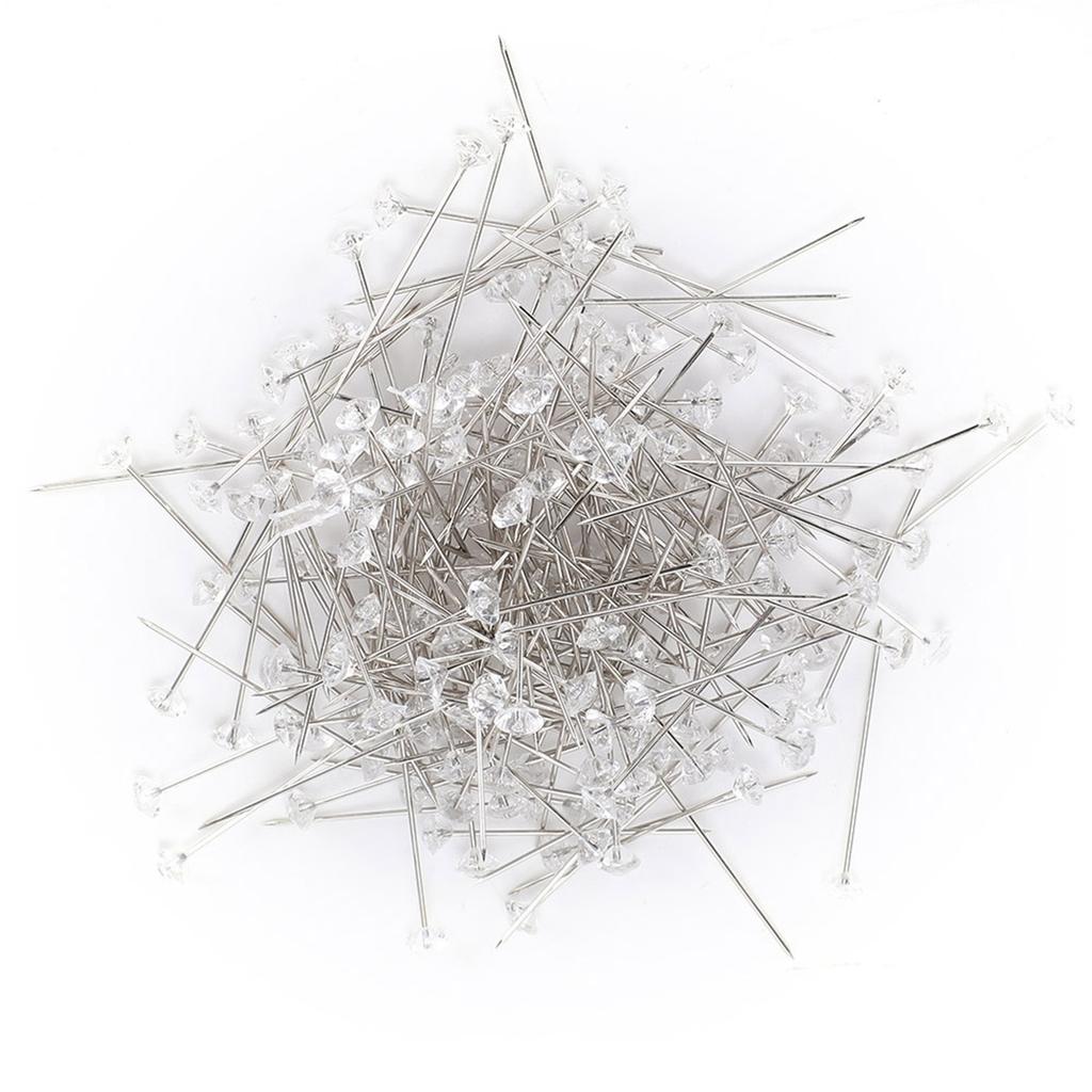 200Pcs Flower Bouquet Pins Brooch Sewing Crystal Head Pearl Needle for Wedding Jewelry Decoration