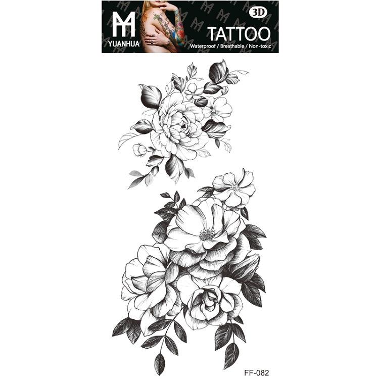 Plain Flower Bohemian Blue Rose Mermaid Waterproof Tattoo Sticker Simulation Water Transfer Sample Sticker