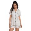European and American Style Women’s Summer Pajama Set Short Sleeve Cardigan Shirt and Shorts Two Piece Loungewear
