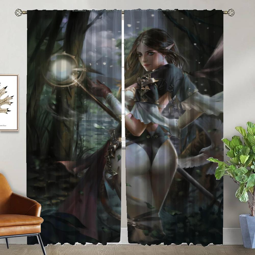 Tulle for Bedroom Female Elf Partition Anti-mosquito Curtains for Camera Halloween Decoration Blackout Curtain Curtains 2 Pieces