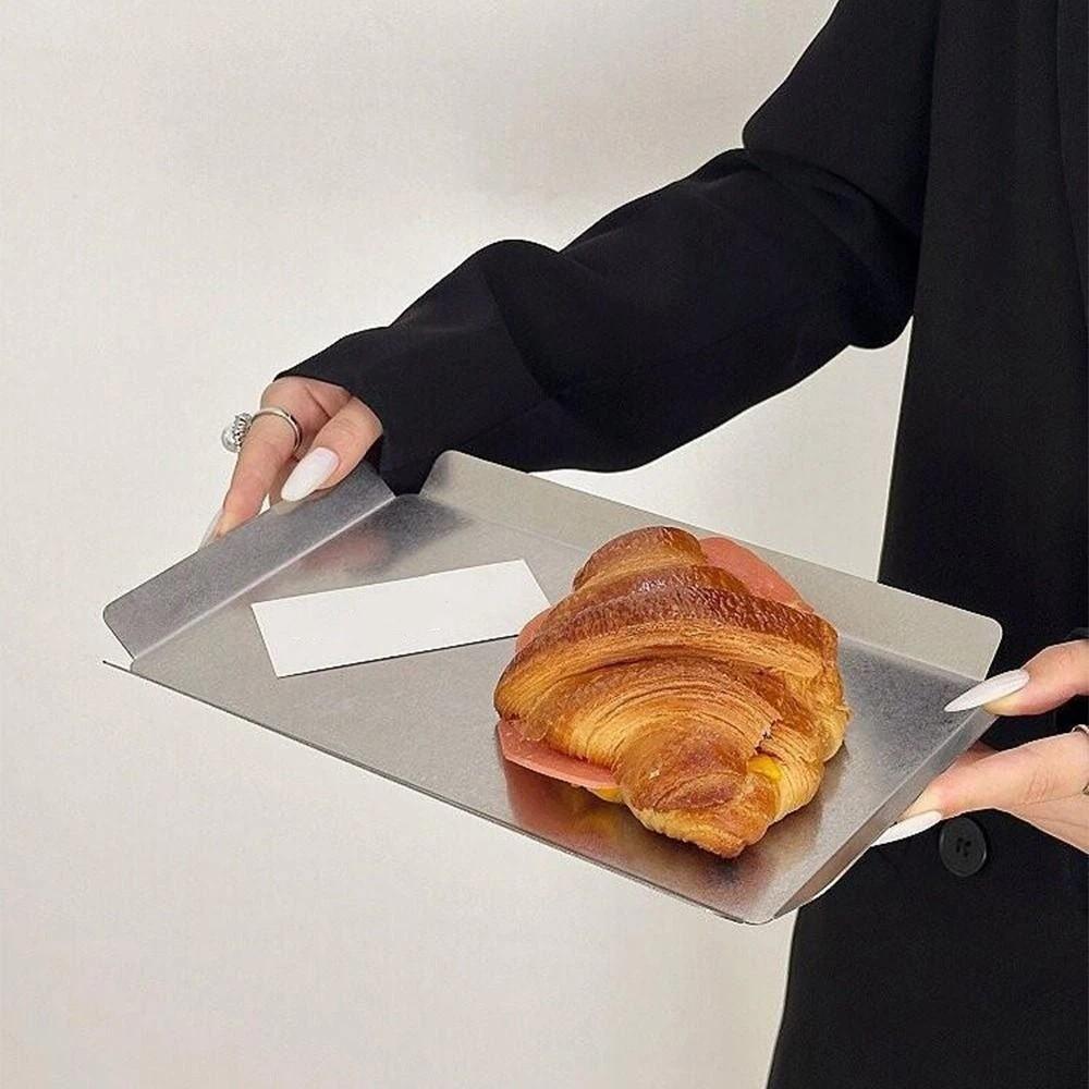 Snow Grey Serving Platter Rust Resistant Steak Dish Stainless Steel Serving Tray Home Decoration