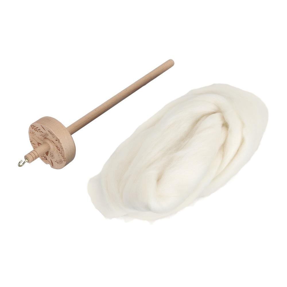Hand Carved Yarn Spinning Kit Wooden Spinning Wheel Practical Drop Spindle For Beginners