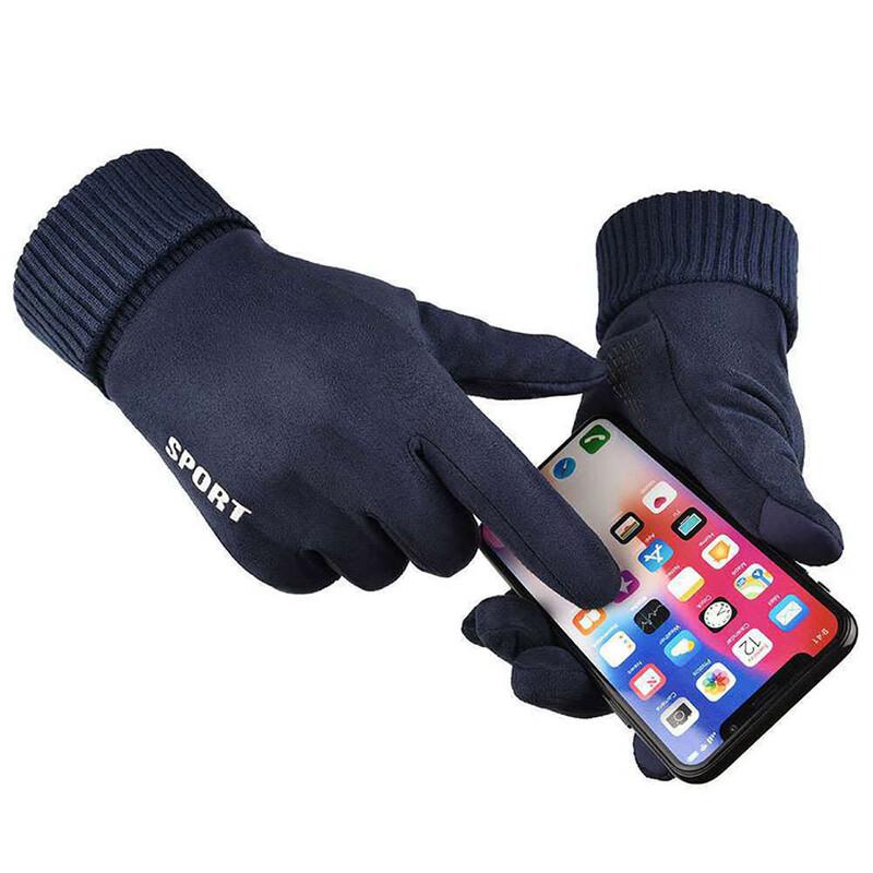 Unisex Winter Touchscreen Fleece-Lined Suede Outdoor Gloves