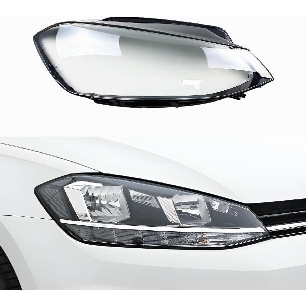 Car Headlight Lens Cover, Compatible with VW Golf 7.5 MK7.5 GTI GTR 2018-2020, Transparent Headlight Shell Lens(A Pair)