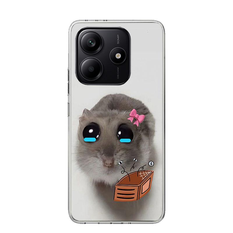 Funny Sad Hamster Meme Phone Case For Xiaomi Redmi Note 15 14 13 12S 12 Pro Plus 11S 11E 11 11T 10S 10 Art Soft Pattern Cover Re