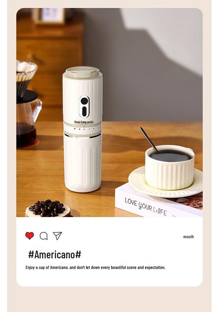 Compact Electric Coffee Grinder & Brewer - Portable for Home & Travel