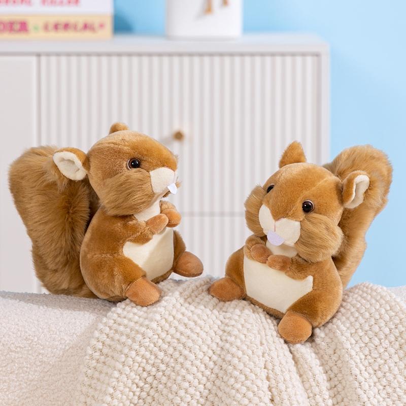 22CM Simulated Squirrel Plush Toys Soft Stuffed Cartoon Animal Doll Fluffy Squirrel Pillow Nice Birthday Gifts