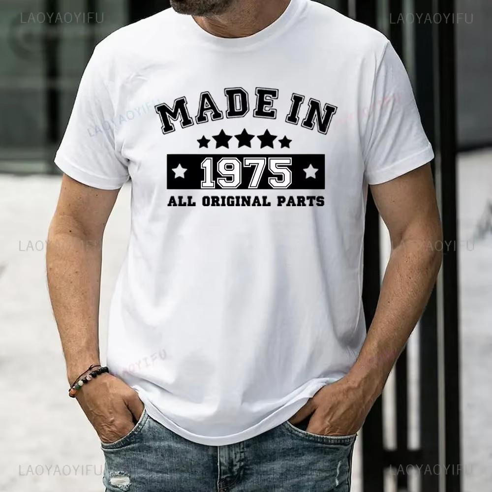 Rolig Tillverkad 1975 50 År av Att Vara Fantastisk Vintage 50-årsfödelsedags T-shirts Män Casual T-shirt Lös Streetwear T-shirt Topp Kläder