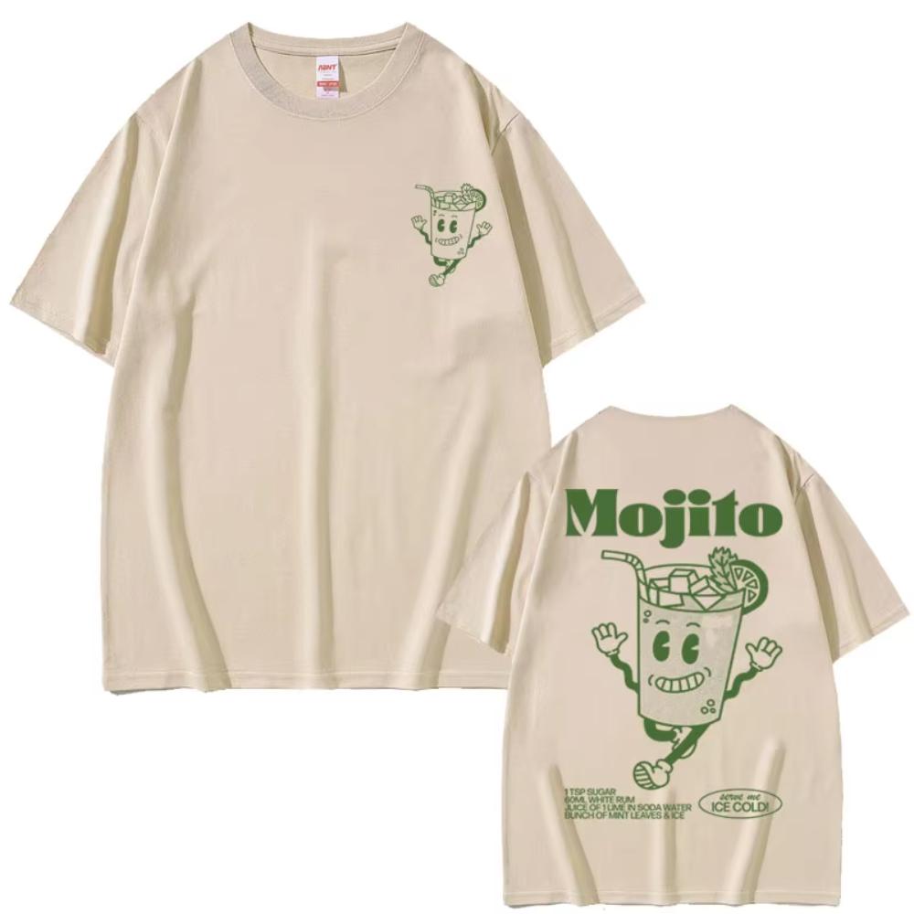 Funny Mojito Cocktail Graphic T-shirt Men's Cute Vintage Cartoon Oversized Tshirts Men Women Casual Fashion Short Sleeve T Shirt