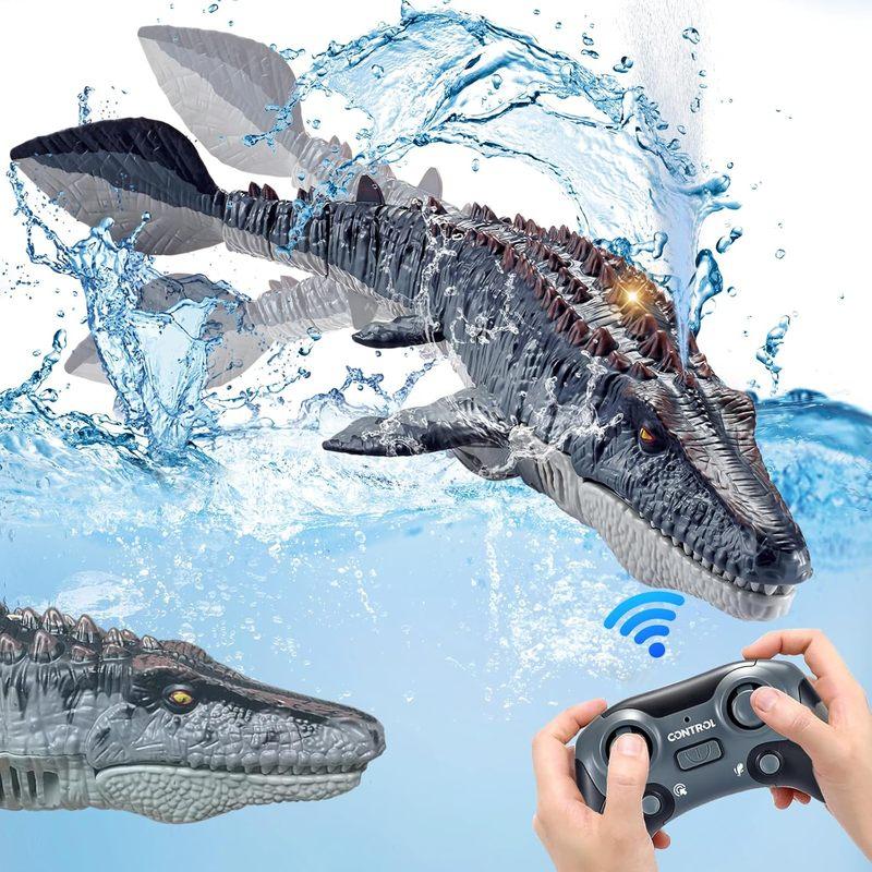 RC Mosasaurus Dinosaur Boat Toy 2.4GHz Remote Control Electric Water Animal Ship for Kids Outdoor Pool Summer Boys Birthday Gift