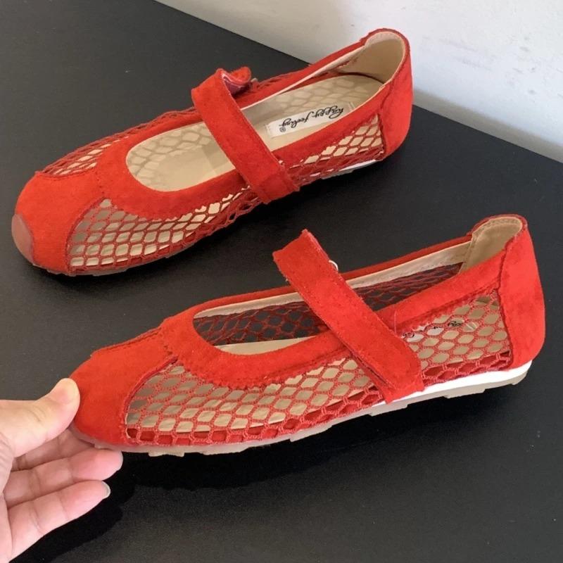Fashion Mesh Breathable Flat Shoes Women Fashion Round Toe Shallow Casual Shoes Concise Comfortable Soft Bottom Brand Designer Shoes