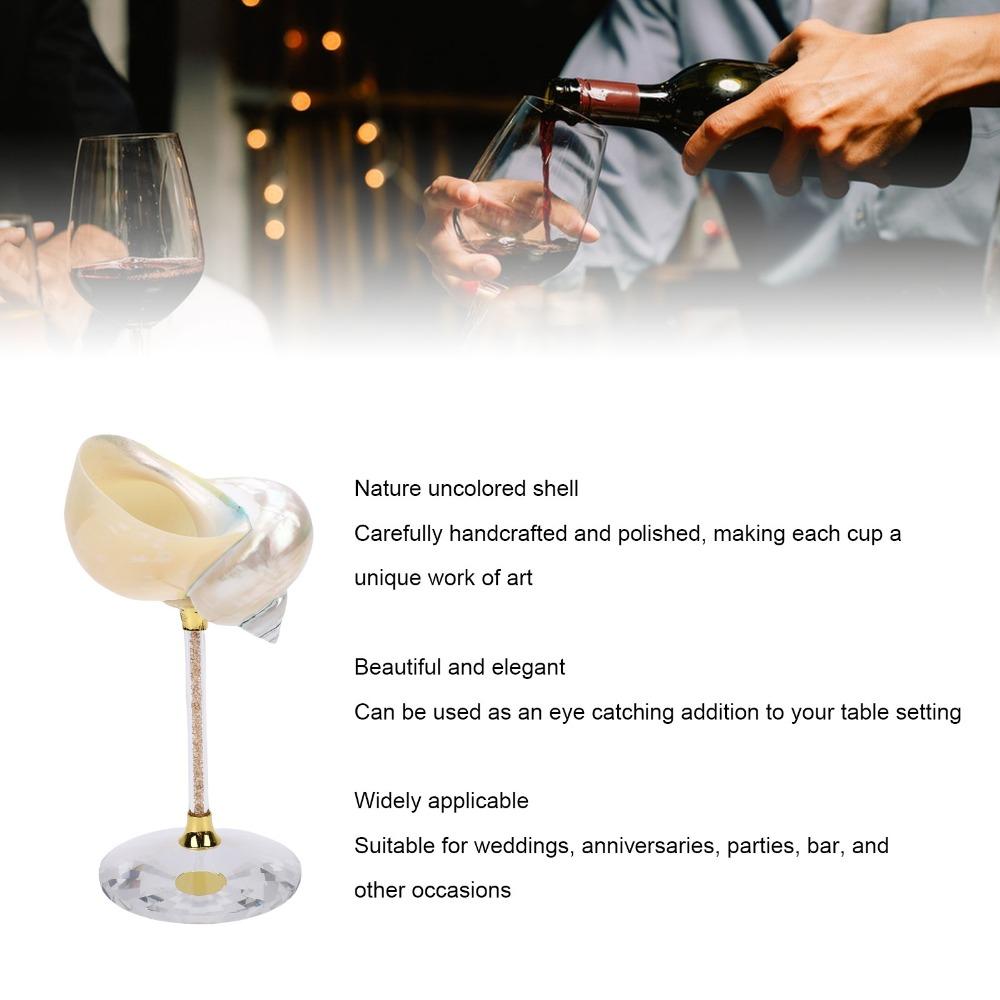 Polished Seashell Conch Shell Wine Glass Crystal Base Cocktail Glass  Valentine Birthday