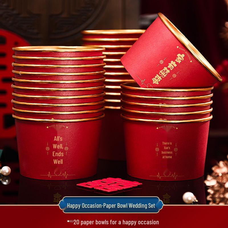 Luxurious Gold Thickened Disposable Wedding Cups - Elegant Red Tea Cups for Banquets & Household Use