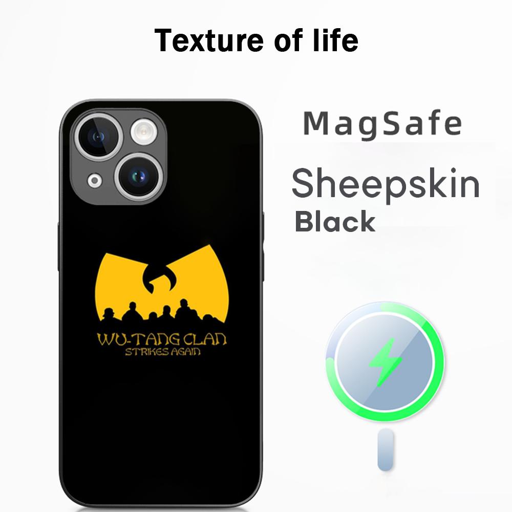 Fashion Trends WU-T-TANG CLANs ins Phone Case For iPhone 16 15 14 13 12 11 Plus Pro Max  High-end Luxury Magsafe Sheepskin