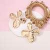 Irregular Pleats Vintage Textured Metal Clover Exaggerated Stud Earrings European Fashion Earrings Summer