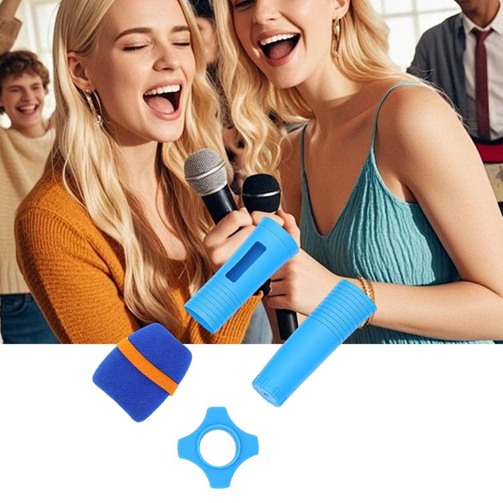 Silicone Wireless Microphone Handle Sleeve Anti Fall Mic   Cover with Windscreen Anti Slip   for KTV Home Karaoke Stagr