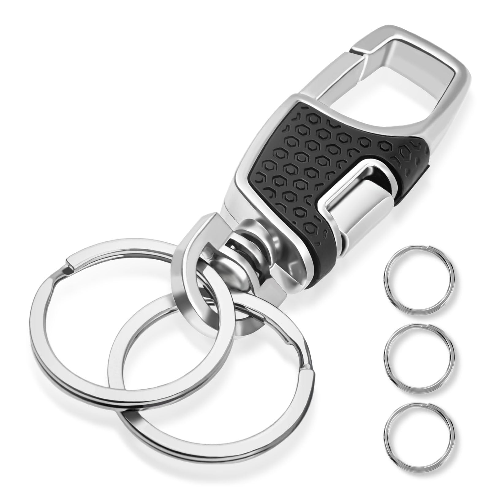 

GARLEX Carabiner Key Chain Car Motorcycle Key Ring One Touch Durable Key Case Stylish Men s Black, Black чёрный