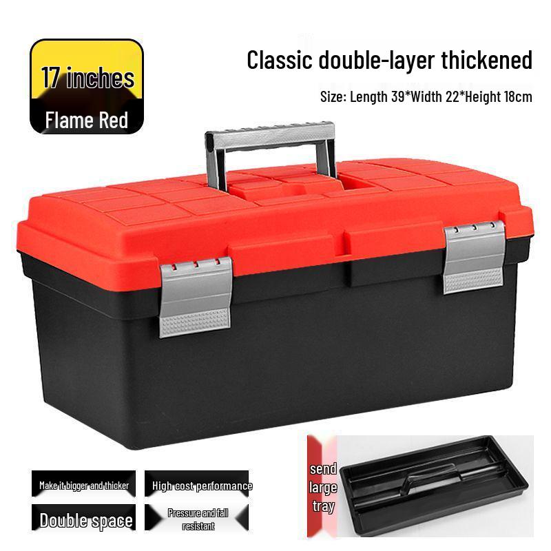 Heavy-Duty Multifunctional Tool and Storage Box for Home, Portable Plastic Organizer for Vehicle and Electrician Repairs
