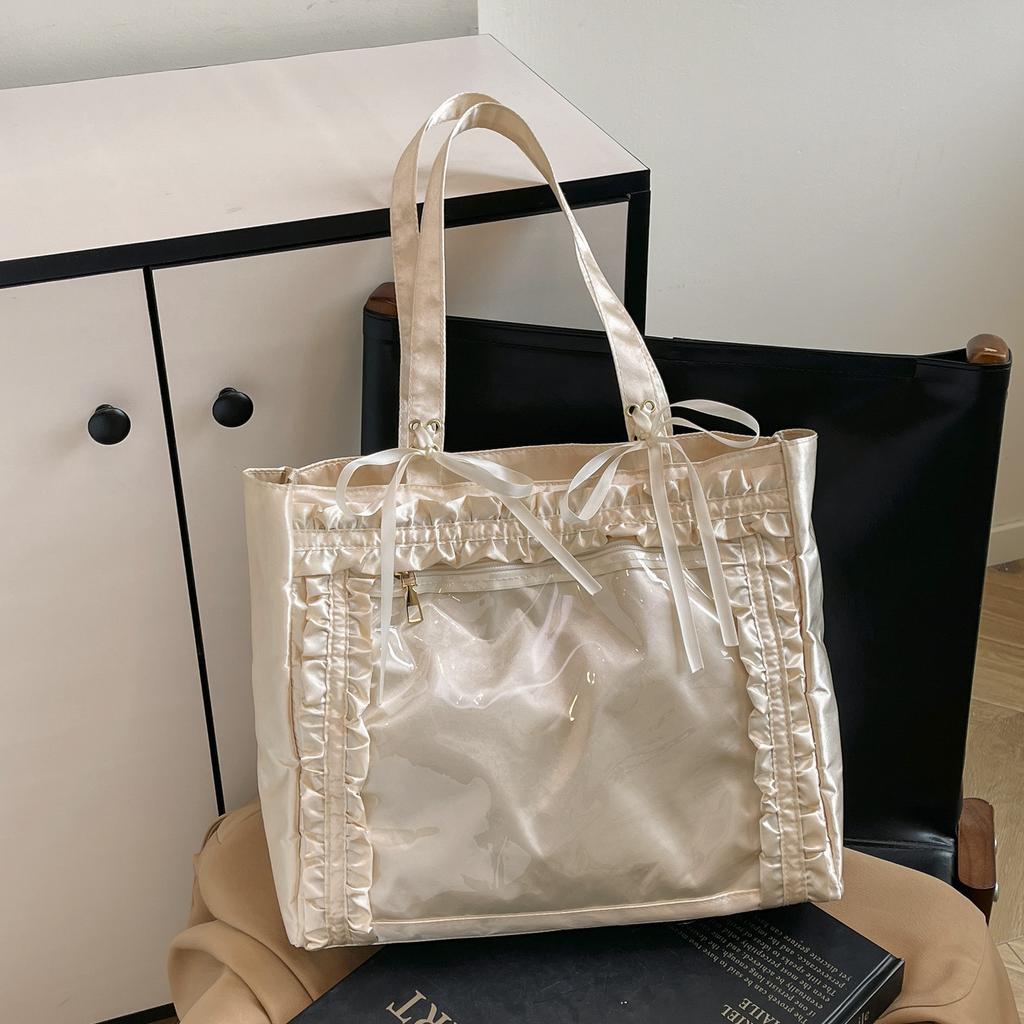 BSS large capacity transparent badge millet bar pain bag one shoulder tote bag out