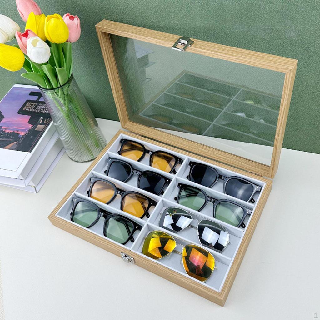 Sunglasses Organizer Box Jewelry with Transparent Lid Eyewear Storage Eyeglasses