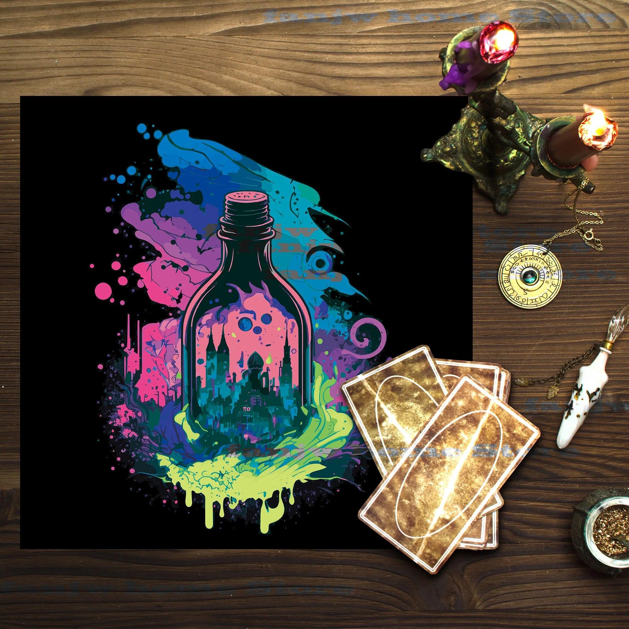 

Волшебная бутылка, скатерть, зелье, декоративный жиронепроницаемый гобелен, домашний декор, кухня 70x70cm