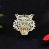Roaring Tiger Head Pin Rhinestone Animal Badge Backpack Tiger Brooches  Jewelry Gift
