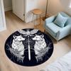Black and White Wolf,Round Area Rug,Carpet Rug for Living Room Bedroom Sofa Playroom Decor,Non-slip Floor Mat