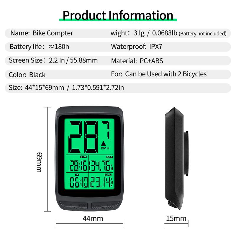 Ultra-Long Standby Replaceable Battery Wireless Bike Computer Speedometer Odometer Stopwatch With Auto Backlight Stand