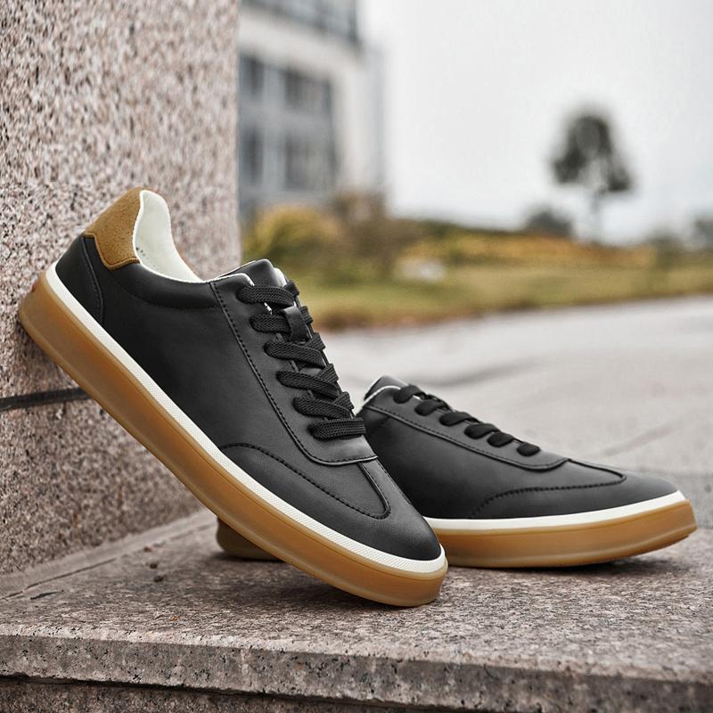 Fashion Genuine Leather Black White Shoes Men Casual Shoes Cool Street Young Sneakers Versatile Male Skateboard Footwear Tenis Masculino