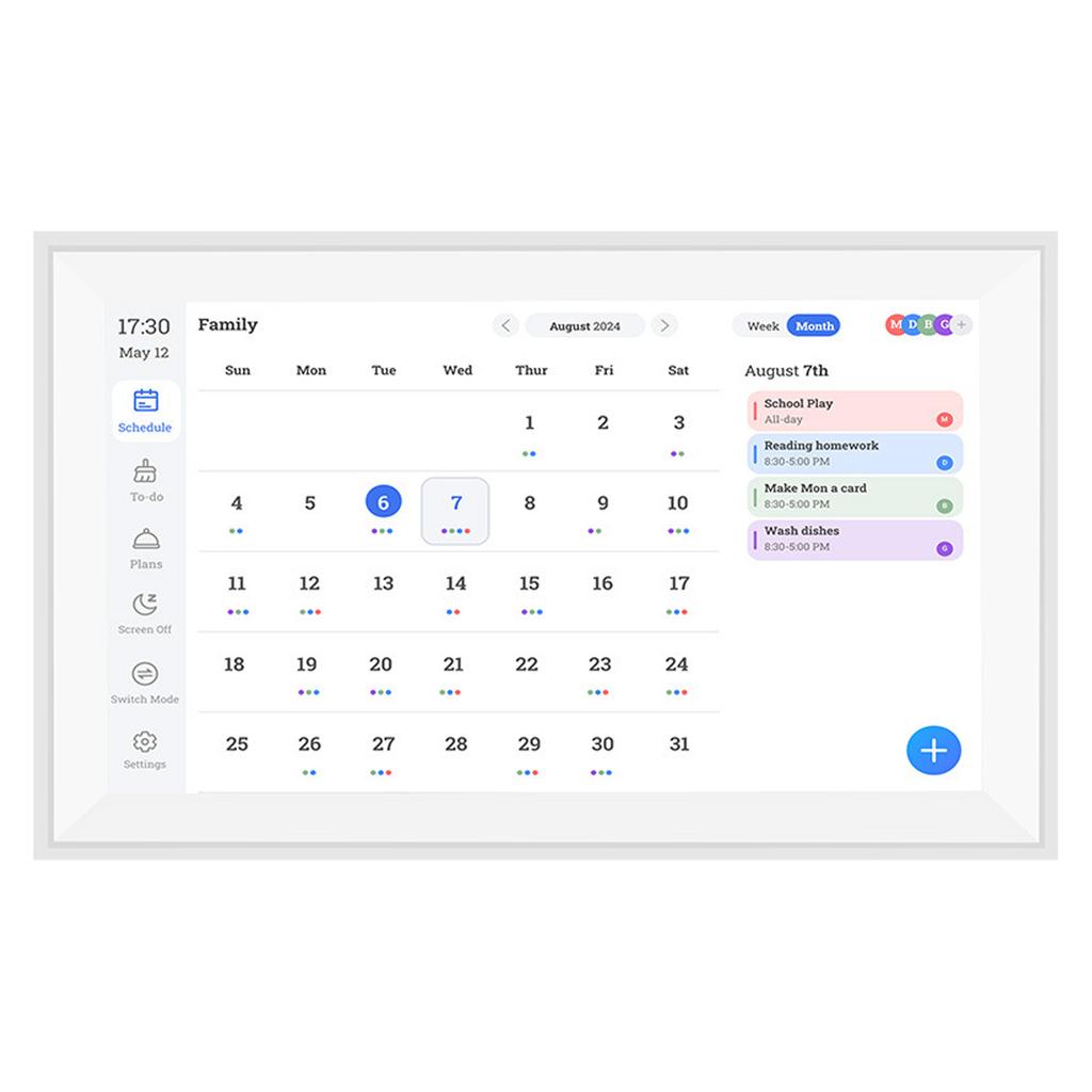 Digital Calendar Chore Chart 15.6 Inch 1080P FHD Interactive Touchscreen Wall Desk Mount Electronic Smart Family